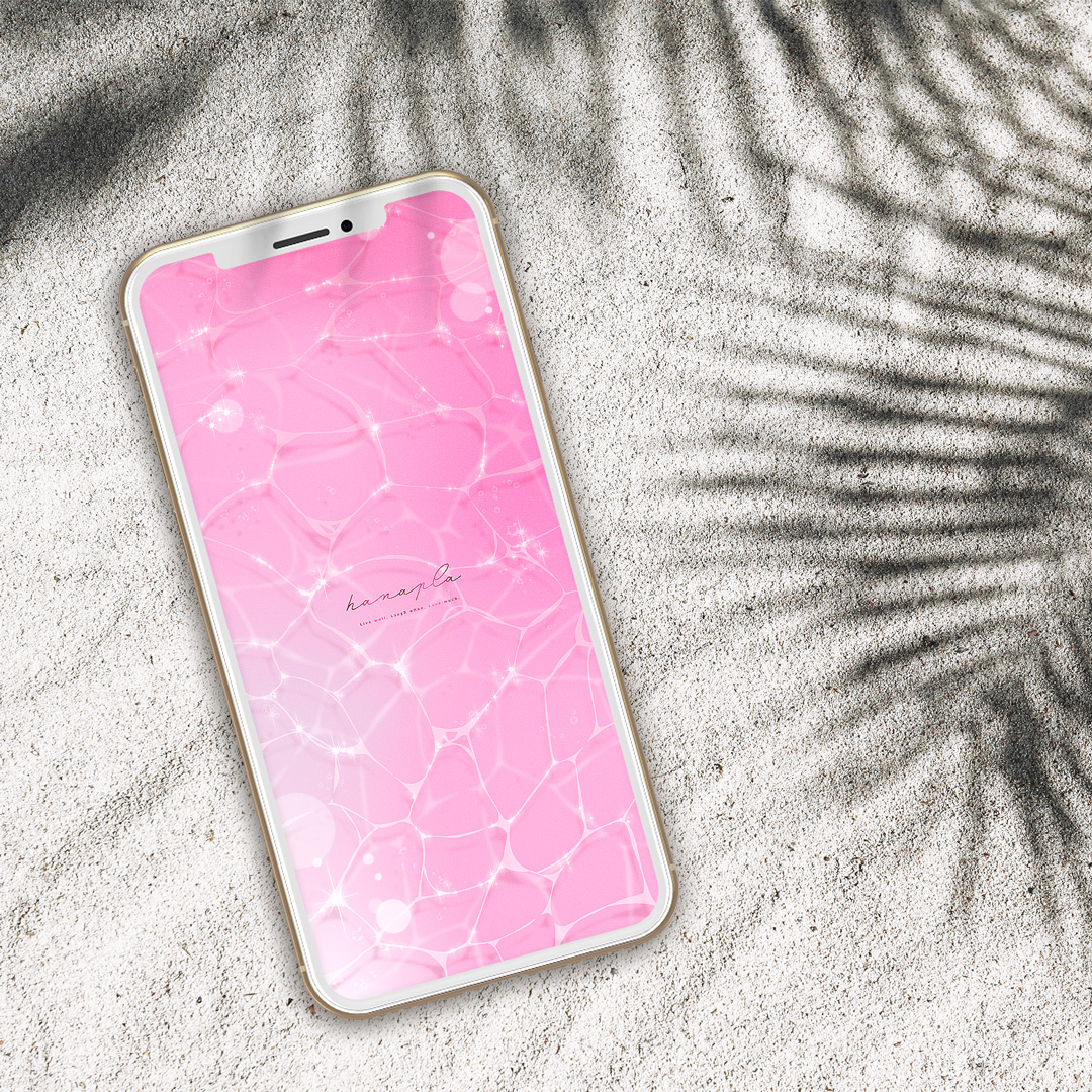 【恋の浄化ピンクウォーター】キラキラ透き通る清い水で恋愛運アップ！心躍るピンクの水のスマホ壁紙